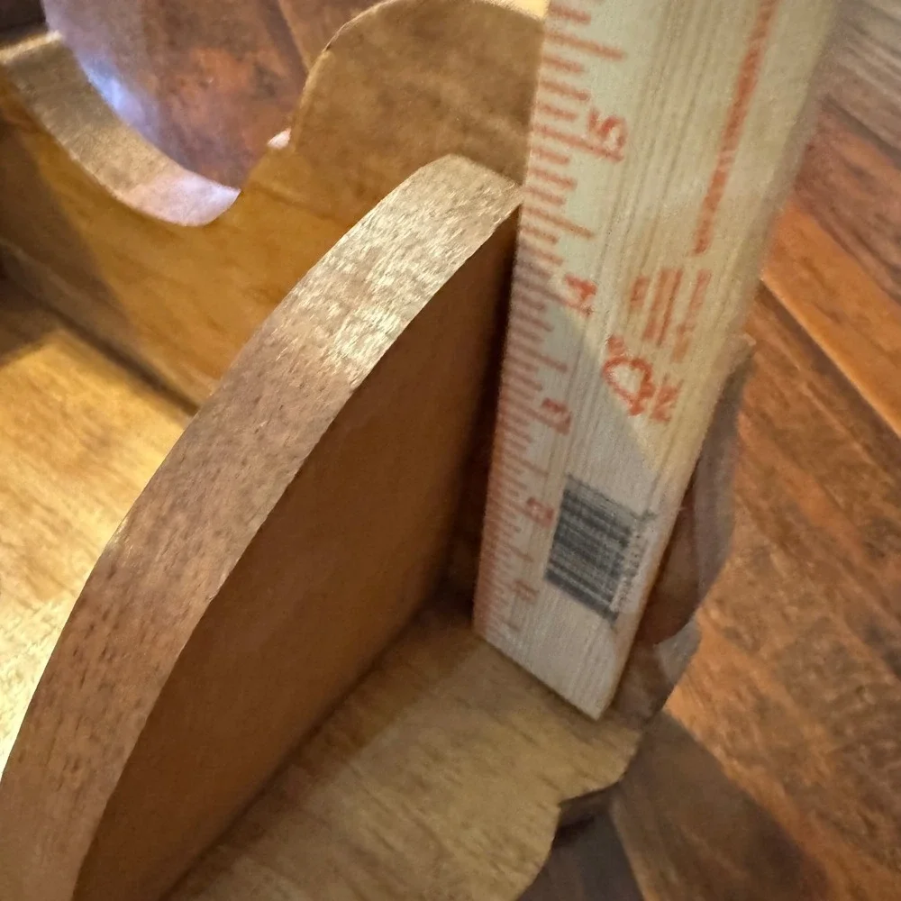Vintage Mid Century Modern MCM Wood Corner‎ Shelf 17in Brown Scroll Cut 3 Tier